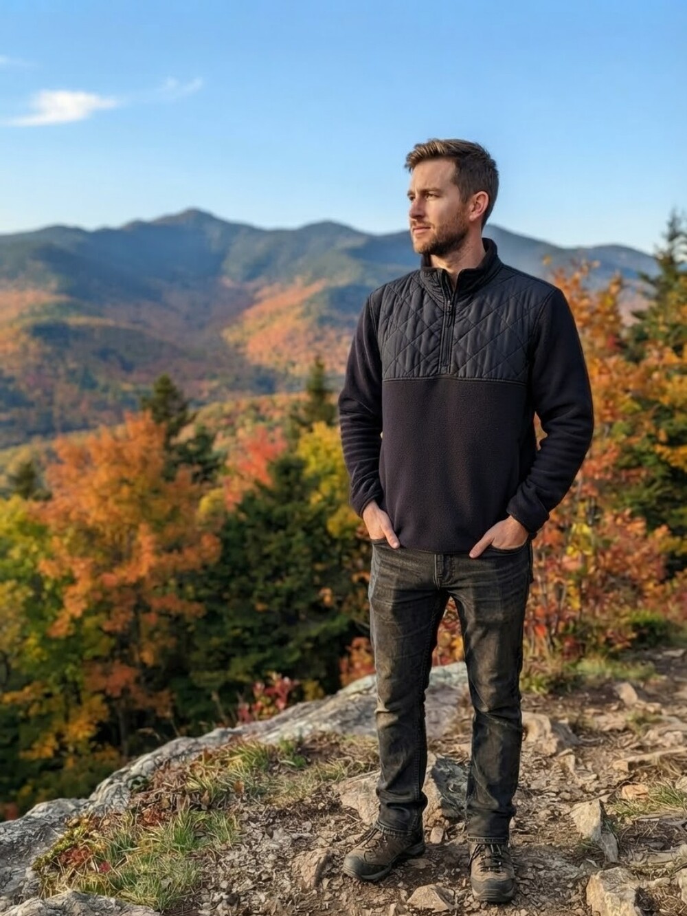 Aeropostale Men's  Quilted Quarter-Zip Fleece